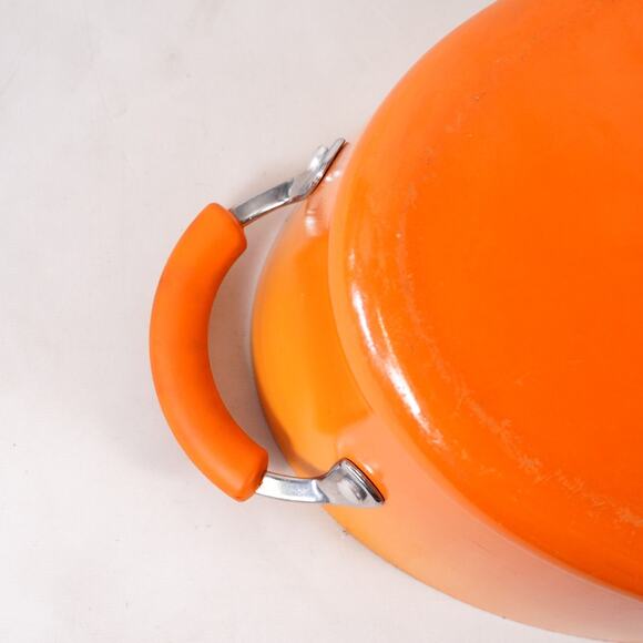 Rachel Ray Dutch Oven Nonstick Porcelain Cookware Oval Pasta Pot 8 QT Orange Lid - Picture 10 of 14